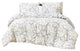 Tache Modern Leaf Foliage Abstract White Grey Black Reversible Duvet Cover, Cal