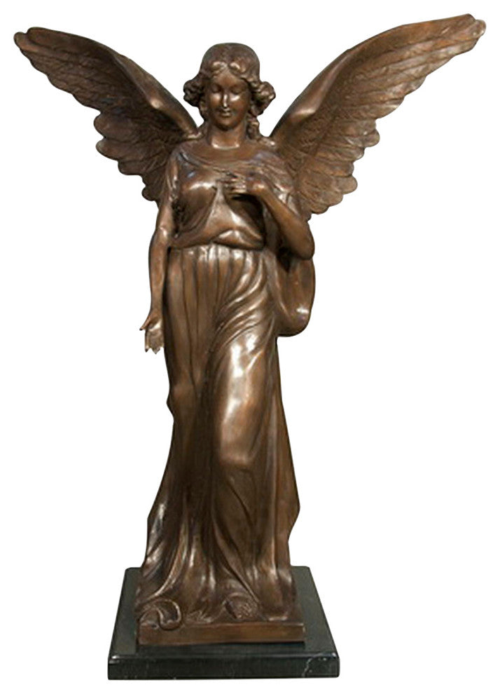 Angel in the Heavens Sculpture With Marble Base