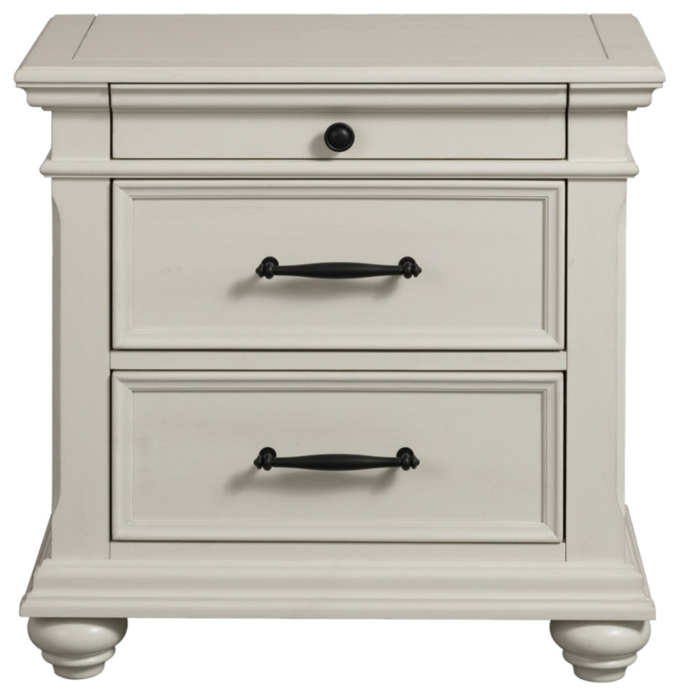 Brooks 3-Drawer Nightstand With USB Ports