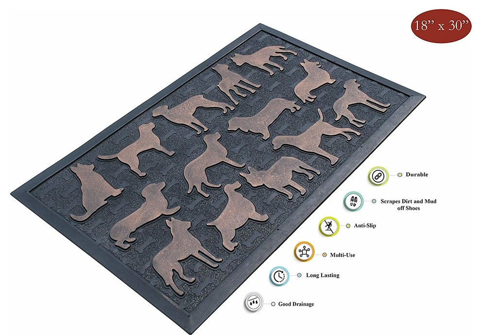 A1HC First Impression Dogs Rubber Doormat, 18"x30"
