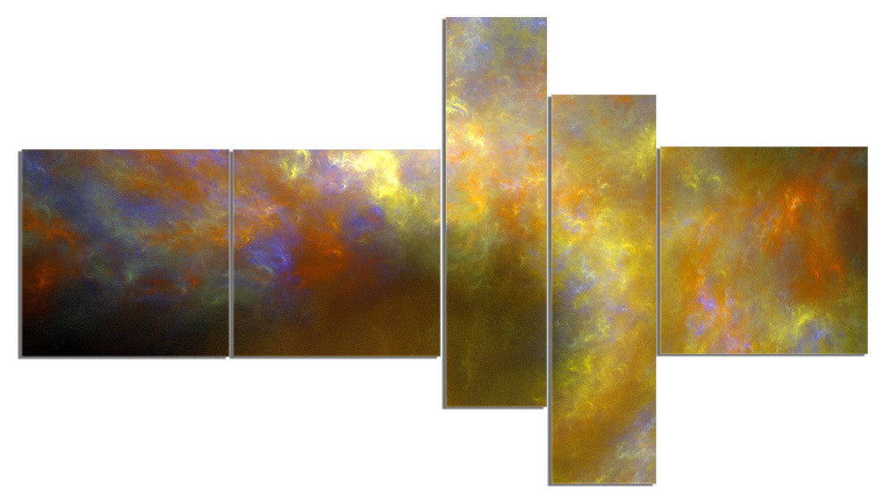 Blur Yellow Sky with Stars, Abstract Canvas Art Print, 60"x32", 5 panels