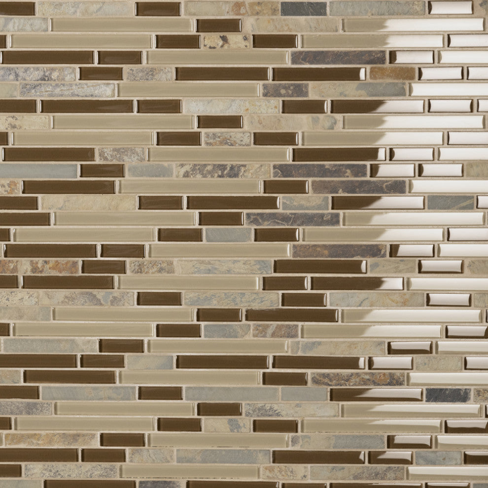 Tessera Piano Glass and Stone Mosaic Wall Tile, Brixton, Brixton