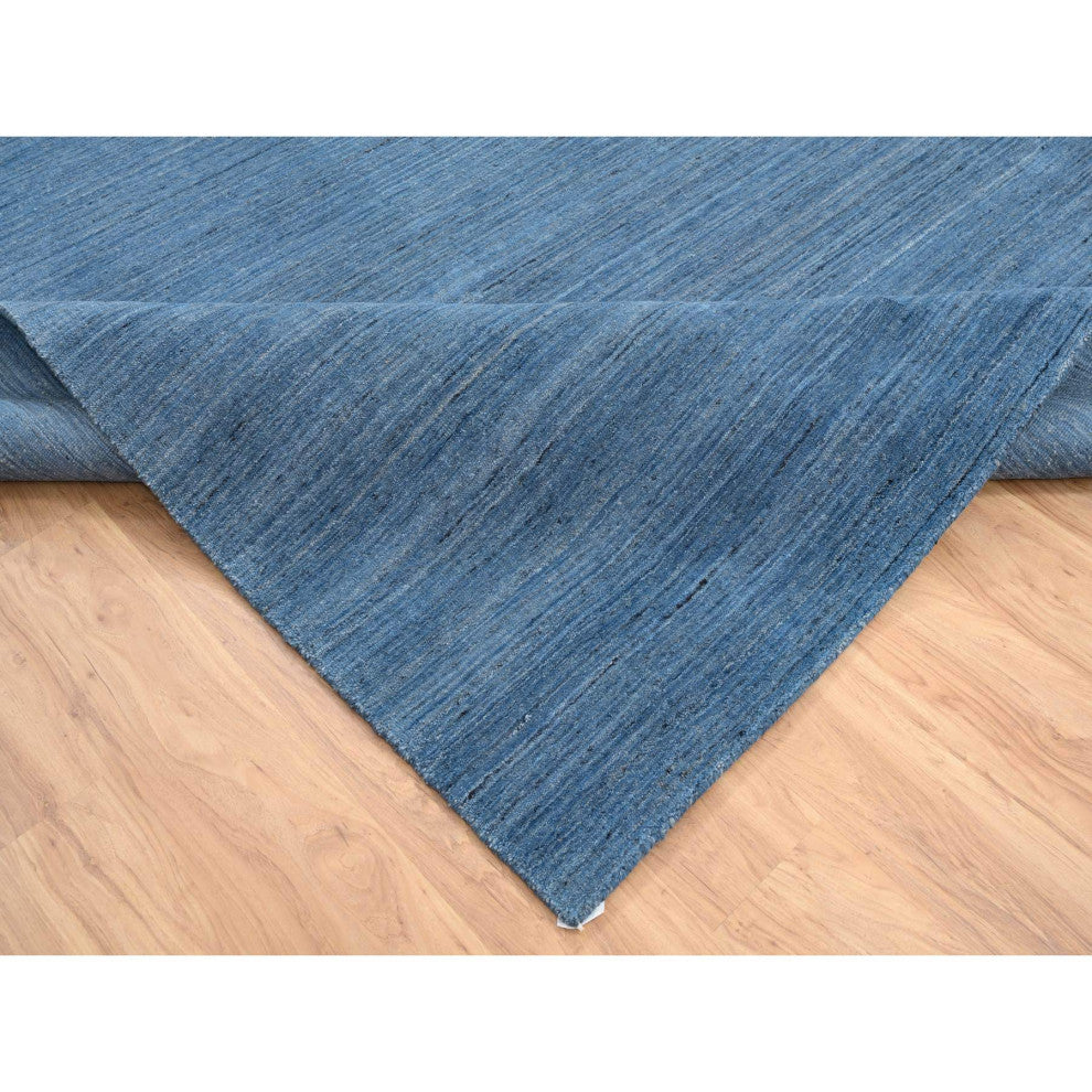 Denim Blue, Modern Design, Soft and Plush Wool Hand Loomed, Rug, 9'0"x11'10"