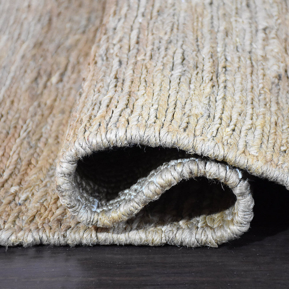 HAND WOVEN JUTE ECO-FRIENDLY SOLID AREA RUGS, Beige, Solid, Outdoor Indoor, [Rectangle] 9'x12'
