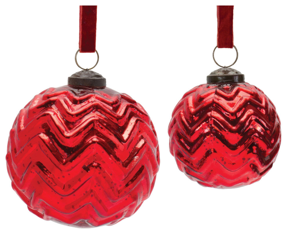 Mercury Glass Ball Ornament, 4-Piece Set