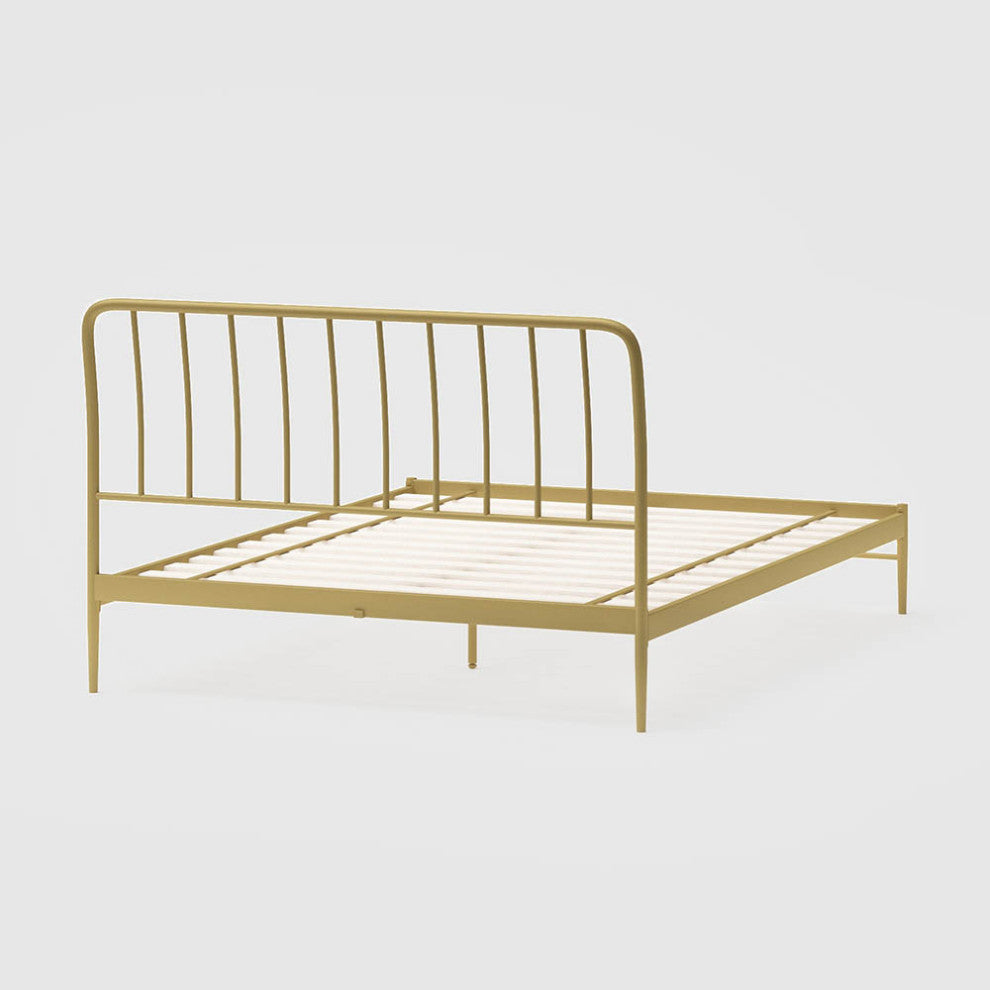 Kairosis Curved Metal Modern Queen Bed Frame by RST Brands, Gold