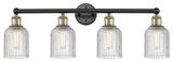 Edison-Bridal Veil 4-Light 32" Bath Vanity Light, Black Antique Brass, Clear