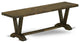 East West Furniture V-Style 15x60" Wood Dining Bench in Jacobean Brown