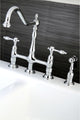 Kingston Brass Bridge Kitchen Faucet With Brass Sprayer, Polished Chrome