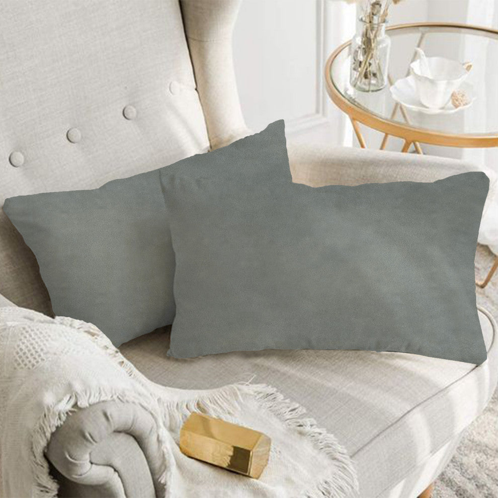 A1HC Soft Velvet Pillow Covers, YKK Zipper, Set of 2, Dove Grey, 12"x20"