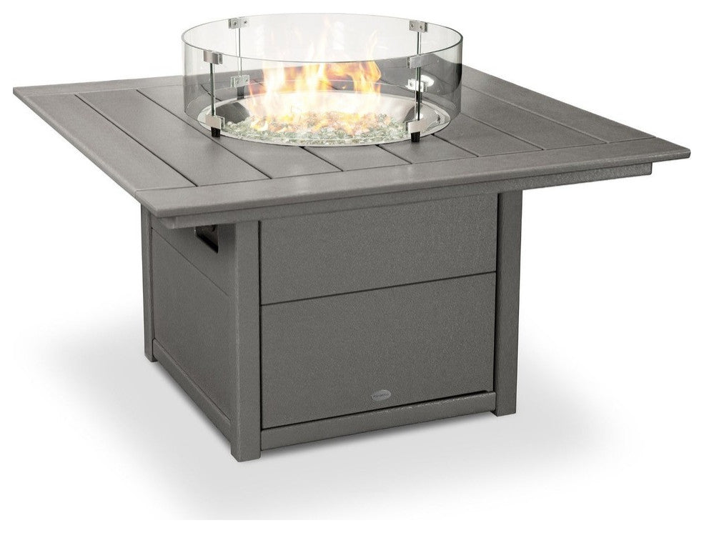 Polywood Square 42" Fire Pit Table, Slate Gray
