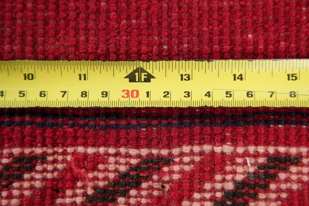 Consigned, Persian Gabbeh Wool Hand-Knotted Oriental Runner Rug, Red, 8'5"X3'2"