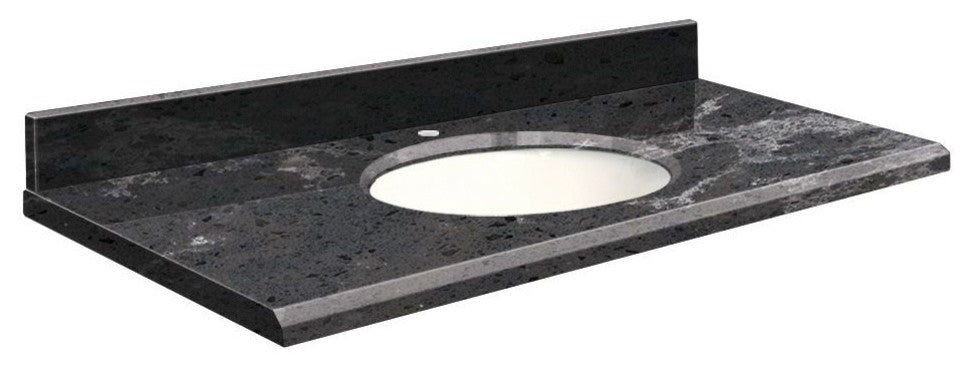 Quartz 25"x19" 1 Sink Vanity Top, White Bowl, Milky Way, Single Hole