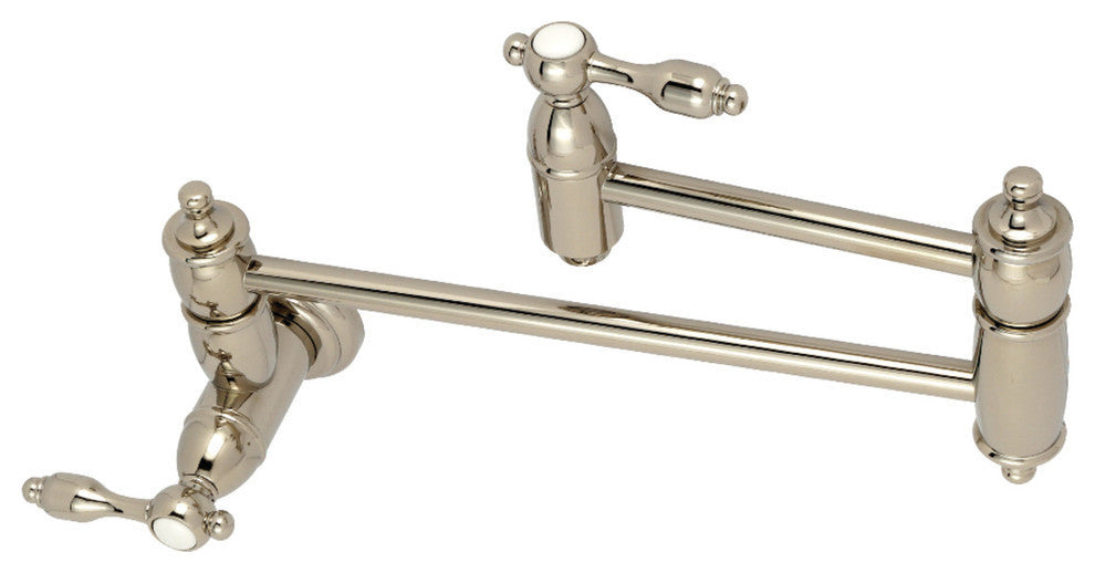 Kingston Brass Wall Mount Pot Filler Kitchen Faucet, Polished Nickel