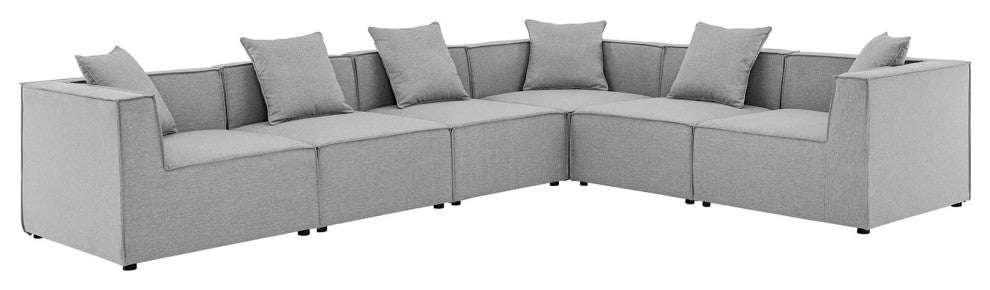 Lounge Sectional Sofa Set, Fabric, Gray, Modern, Outdoor Patio Cafe Bistro