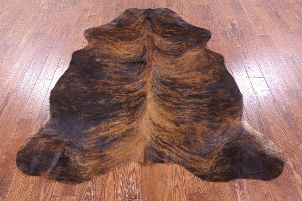 6' 7" X 5' 8" Brindle Natural Cowhide Rug C2295