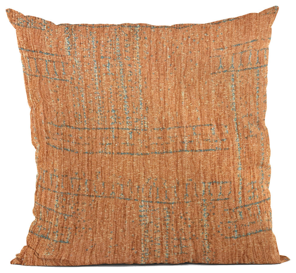 Plutus Orange Lux Geometric Luxury Throw Pillow, 18"x18"