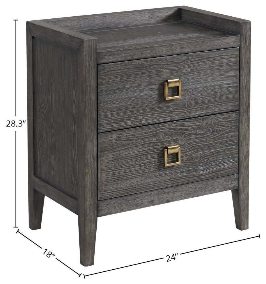 Portia 2-Drawer Nightstand With USB Port, Brushed Brindle