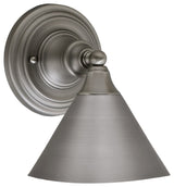 1-Light Wall Sconce, Brushed Nickel/Brushed Nickel Cone Metal Shade