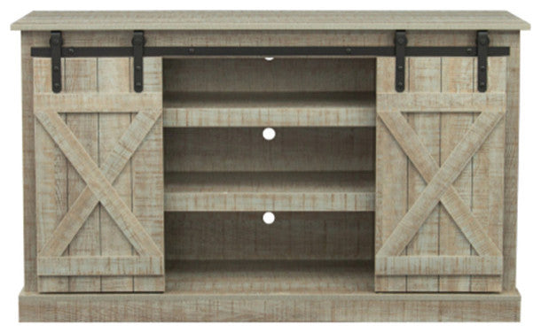 Farmhouse Wood Entertainment Center Modern Storage Cabinet TV Table with Gray
