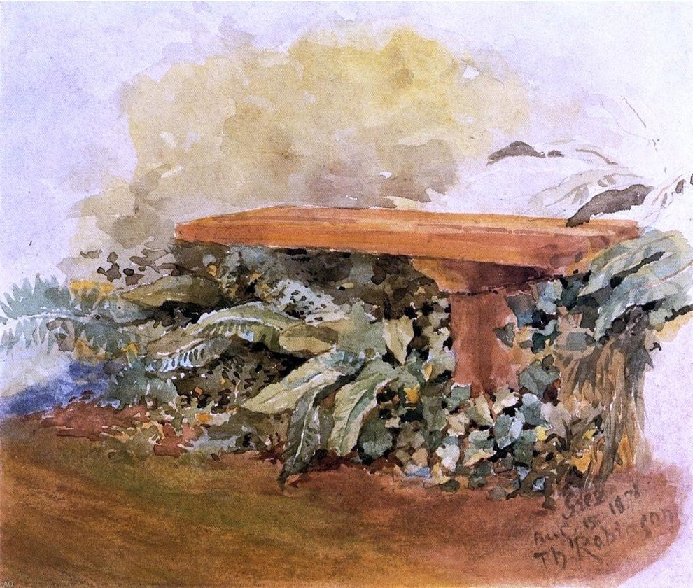 Theodore Robinson Garden Bench With Ferns, 20"x25" Wall Decal