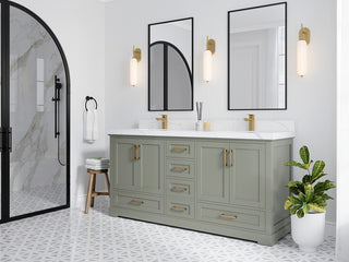 Boston 72 Double Sink Bath Vanity in Evergreen 2" White Quartz