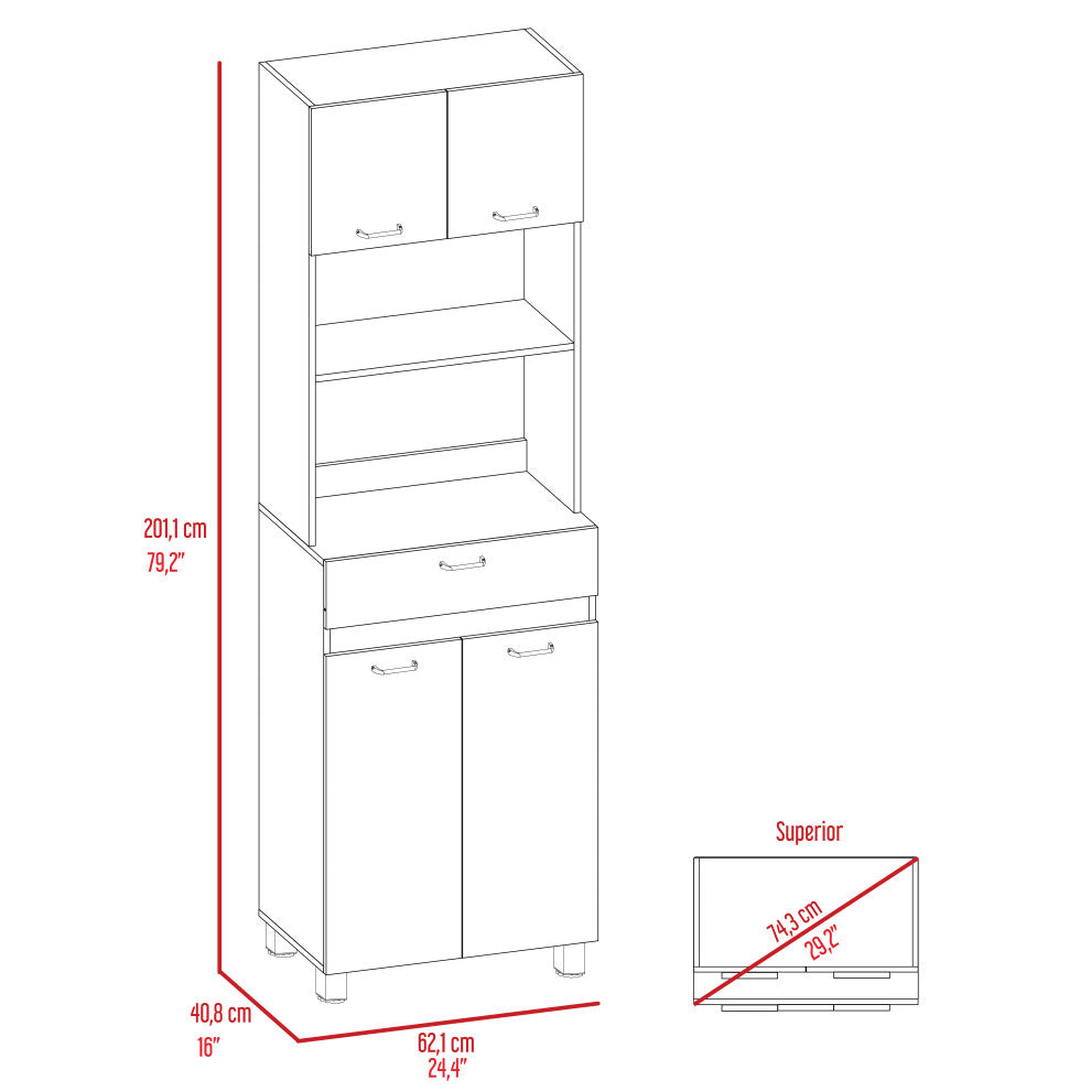 DEPOT E-SHOP Mucura Microwave Cabinet with Drawer, White