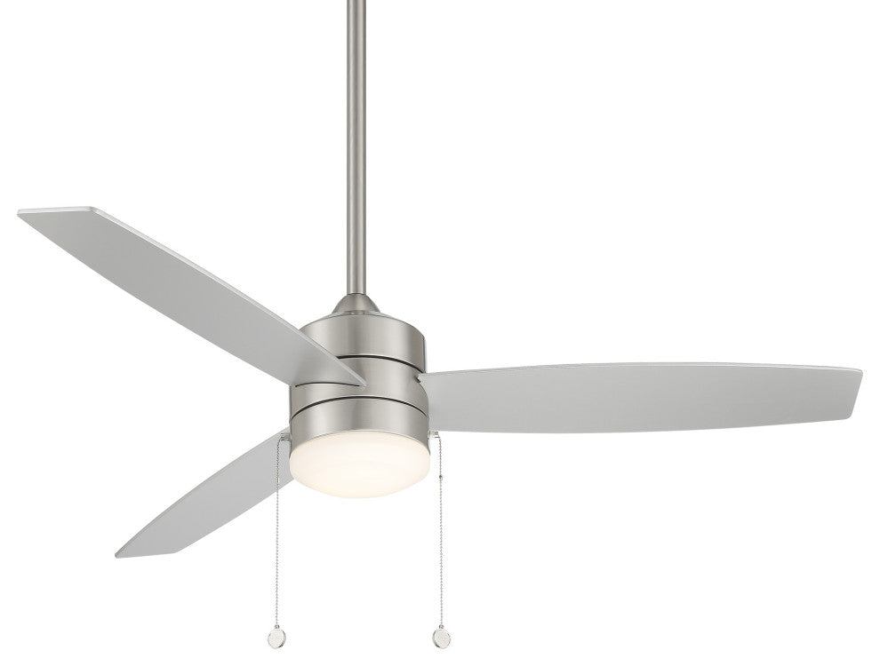 Atlantis In/Outdoor 3-Blade Pull Chain Ceiling Fan 52" Brushed Nickel With Kit