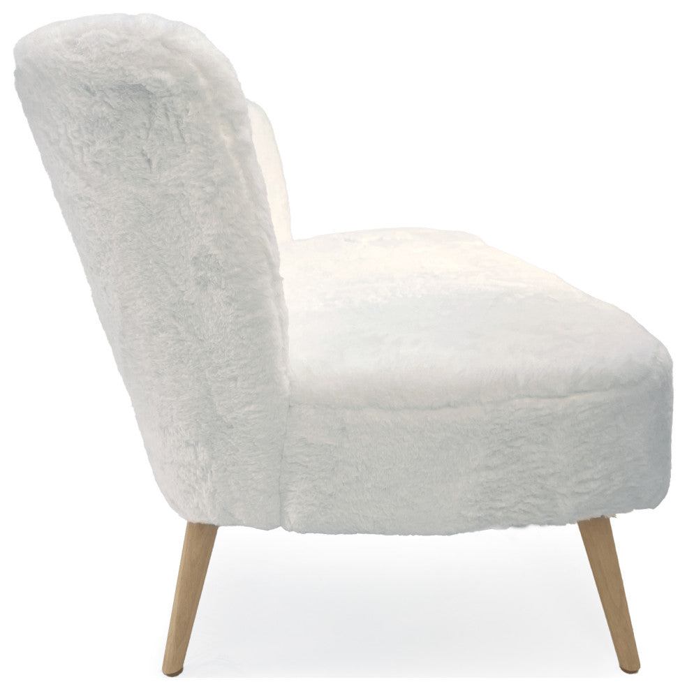 White Faux Fur Bench