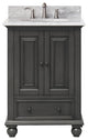 Avanity Thompson 25" Vanity, Charcoal Glaze Finish, Carrera White Marble Top