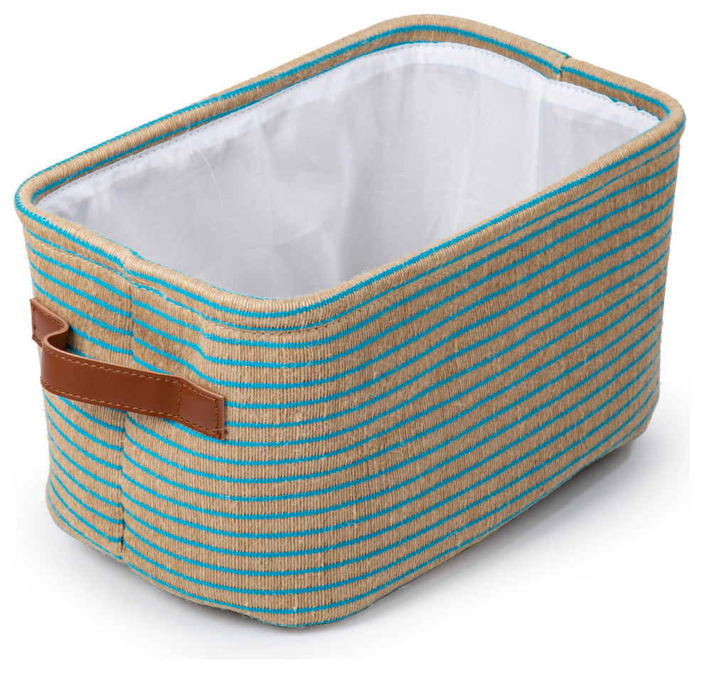 Striped Organizational Storage Basket, 3-Piece Set, Blue/Neutral