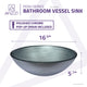 Posh Series Deco-Glass Vessel Sink, Brushed Silver