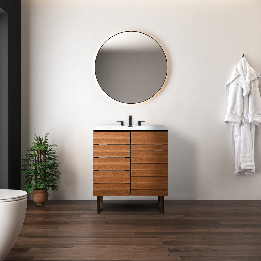 30" Modern Farmhouse 2-Shelf Bath Vanity Cabinet Only (Sink Basin not Included)