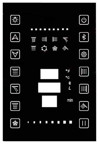 LED 20*14" Matte Black Musical Remote Controlled Shower System, 6 Jetted Body