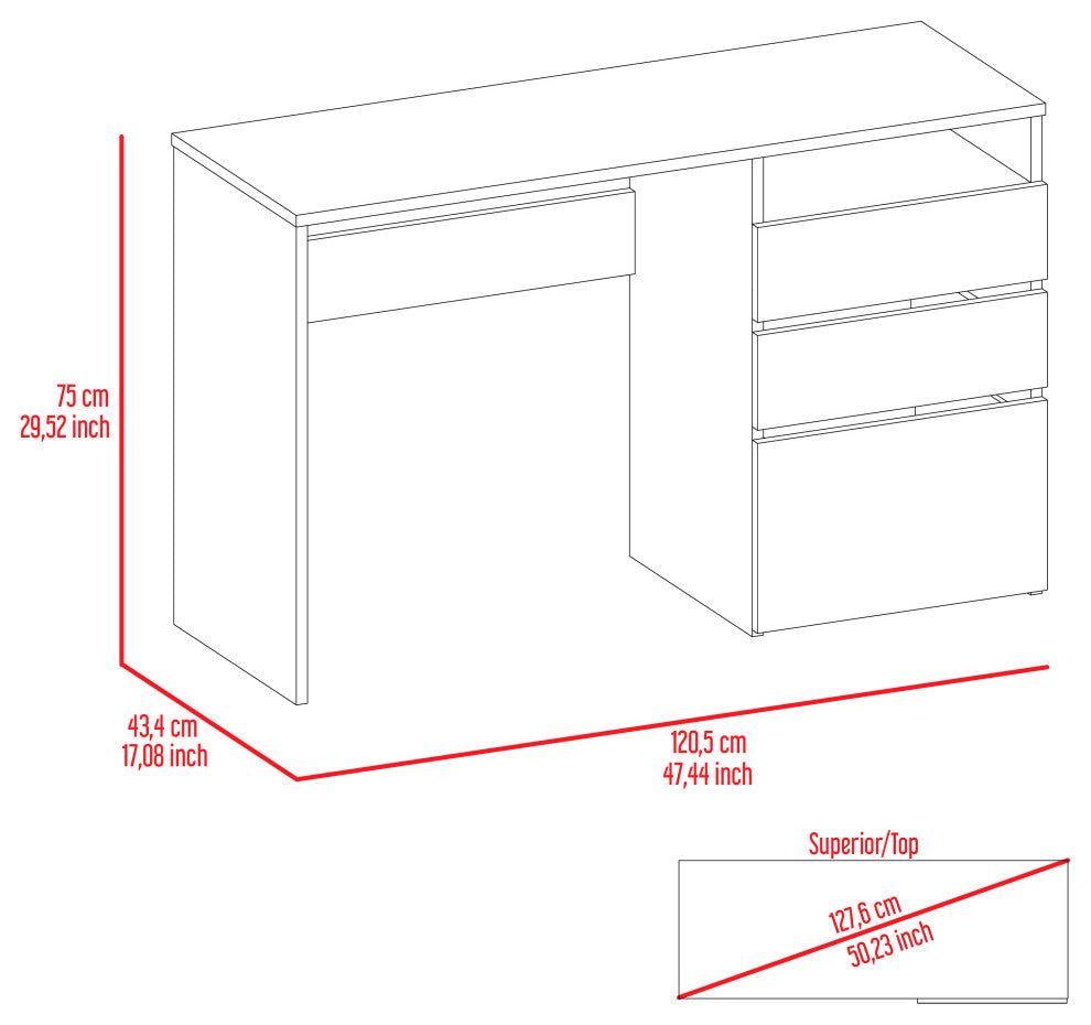 Kenai 3 Drawers Computer Desk, Light Gray