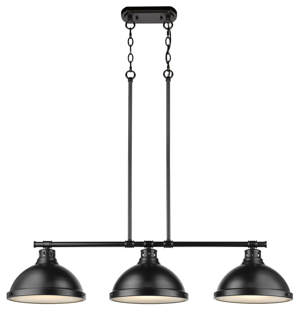 Duncan 3 Light Linear Pendant, Black, Matte Black Shades