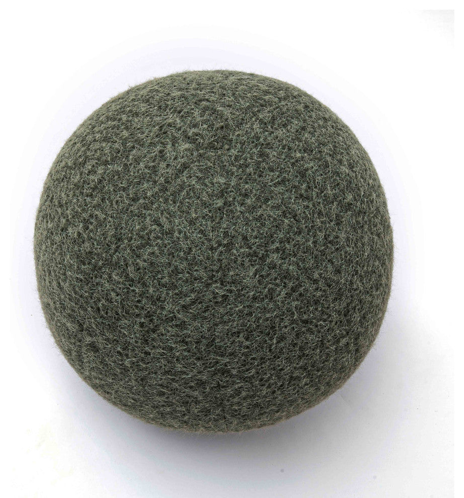 Boba Round Pillow, Green Long Mohair, 14"