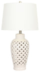Fangio Lighting 26" White Ceramic Table Lamp With Lattice Design