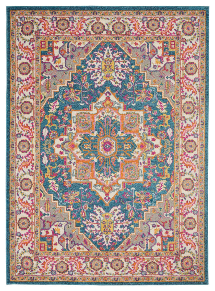 5' X 7' Teal Blue Power Loom Area Rug