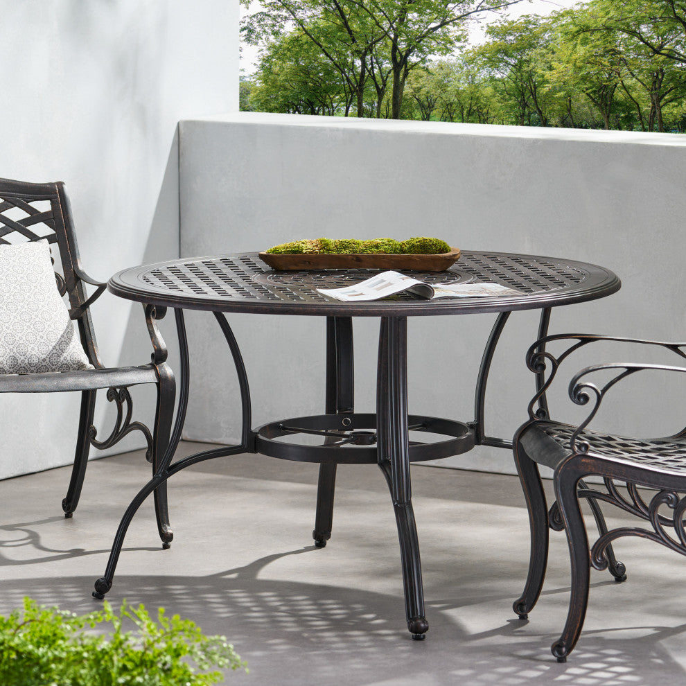 GDF Studio Fonzo Outdoor Bronze Cast Aluminum Circular Dining Table Only