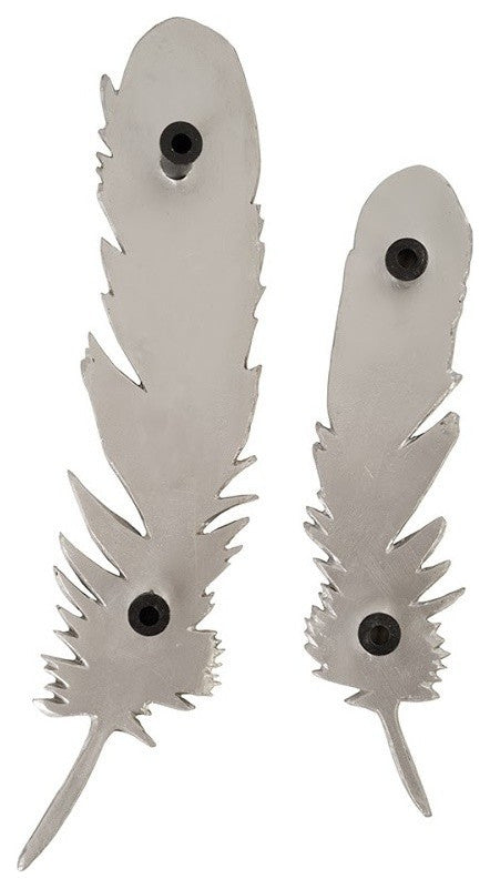 Feathers Wall Art, Silver Leaf, Set of 2