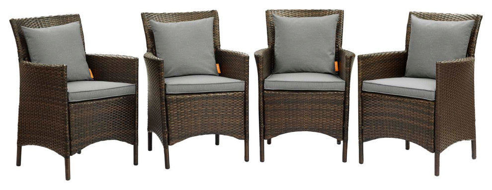 Conduit Outdoor Patio Wicker Rattan Dining Armchair Set of 4