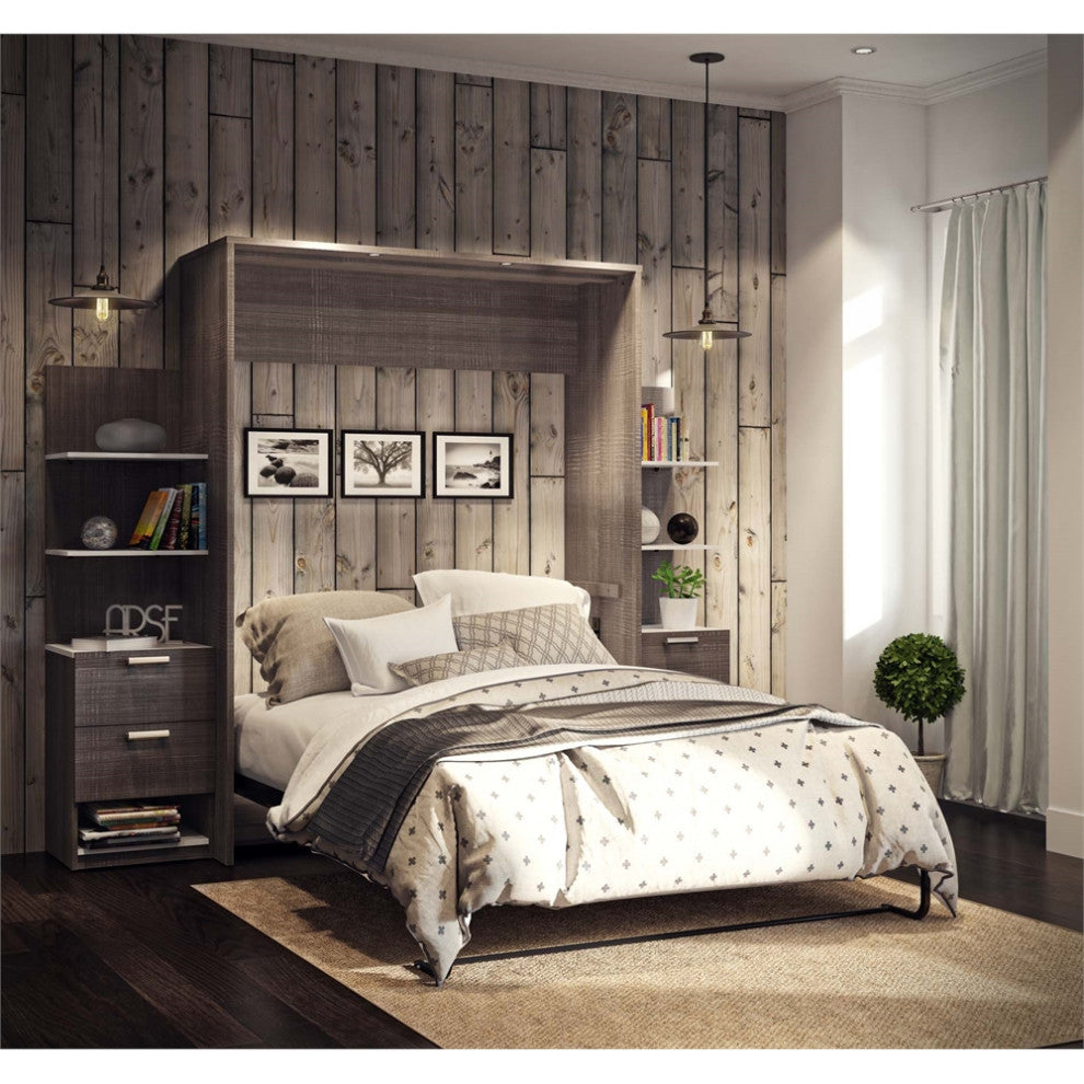 Elite 104 Queen Wall Bed kit, Bark Gray and White