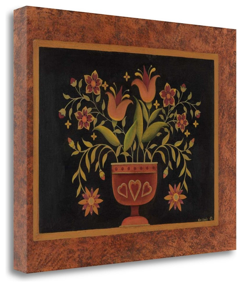 "Floral With Hearts" By Kim Lewis, Giclee Print on Gallery Wrap Canvas