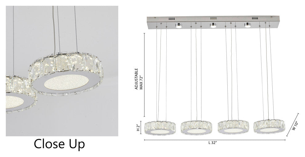 Bethel International FT15-4 7-Light LED Island Lighting, Chrome