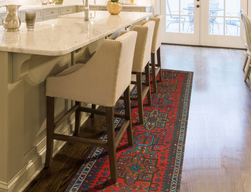 Fine Vintage Distressed Aline Red/Beige Runner, 3'1x12'5