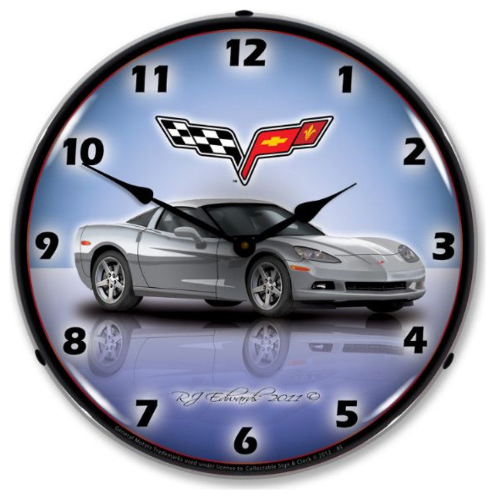 GMRE1112344 C6 Corvette Blade Silver Clock