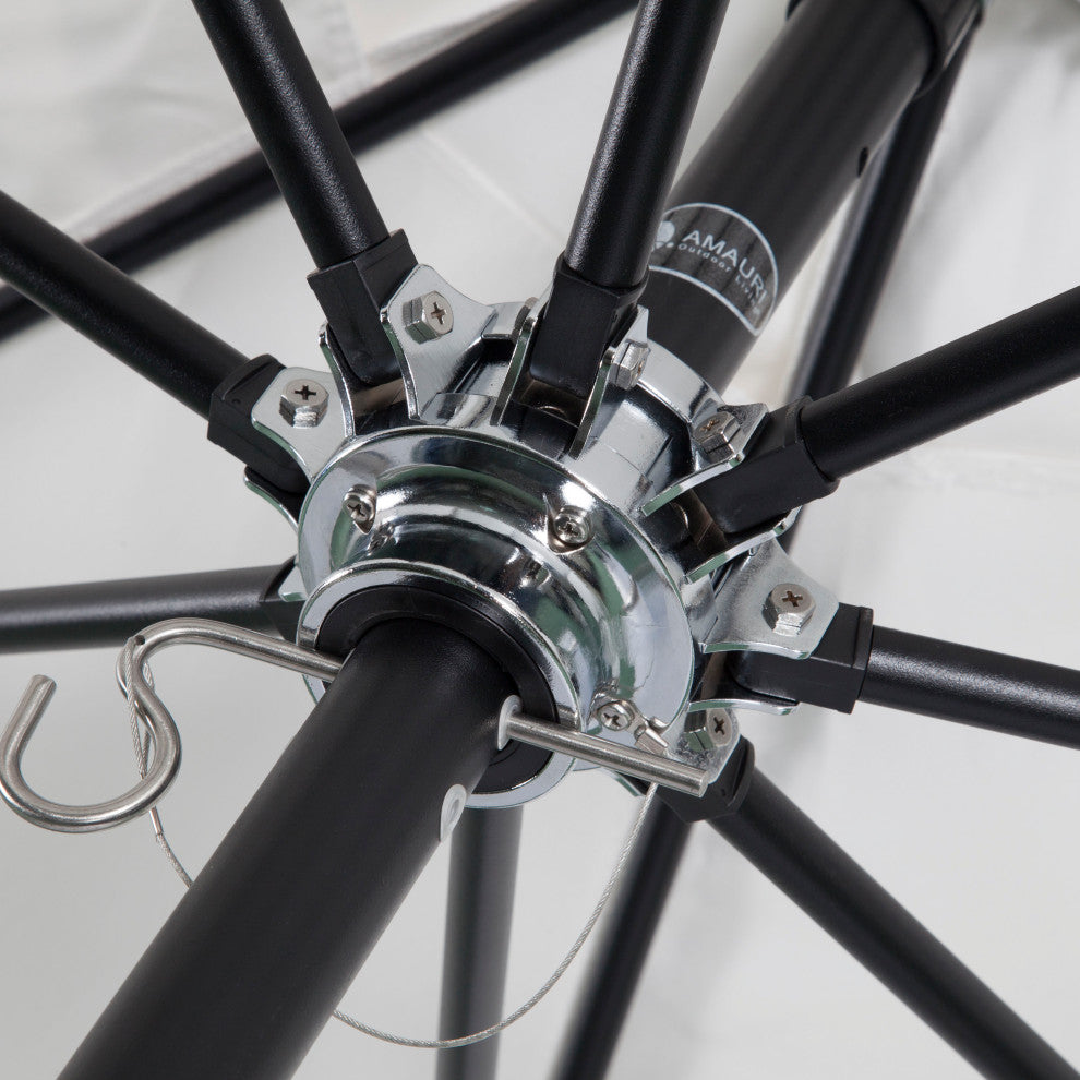 9' Round Flexibe Commercial Umbrella, Black, Cast Silver