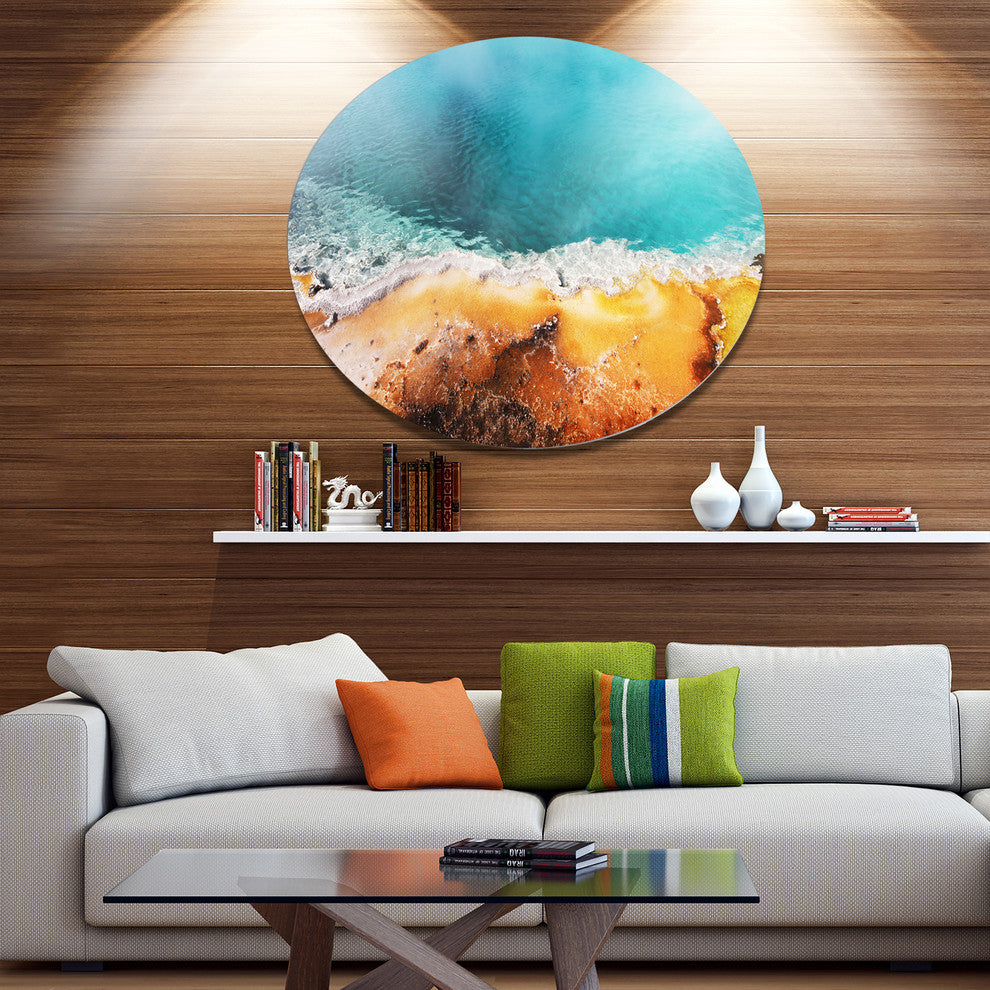 Beautiful Morning Glory Pool, Landscape Large Disc Metal Wall Art, 36"