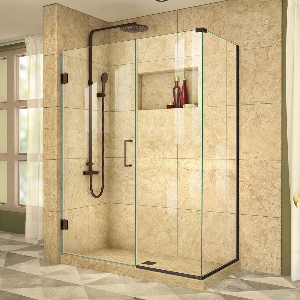 Unidoor Plus 51-1/2"x34-3/8"x72" Shower Enclosure, Oil Rubbed Bronze Finish